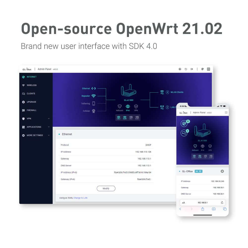 GL.iNet GL-A1300 (Slate Plus) Wireless VPN Encrypted Travel Router & Gadget Organizer Case (Blue) - Image 4