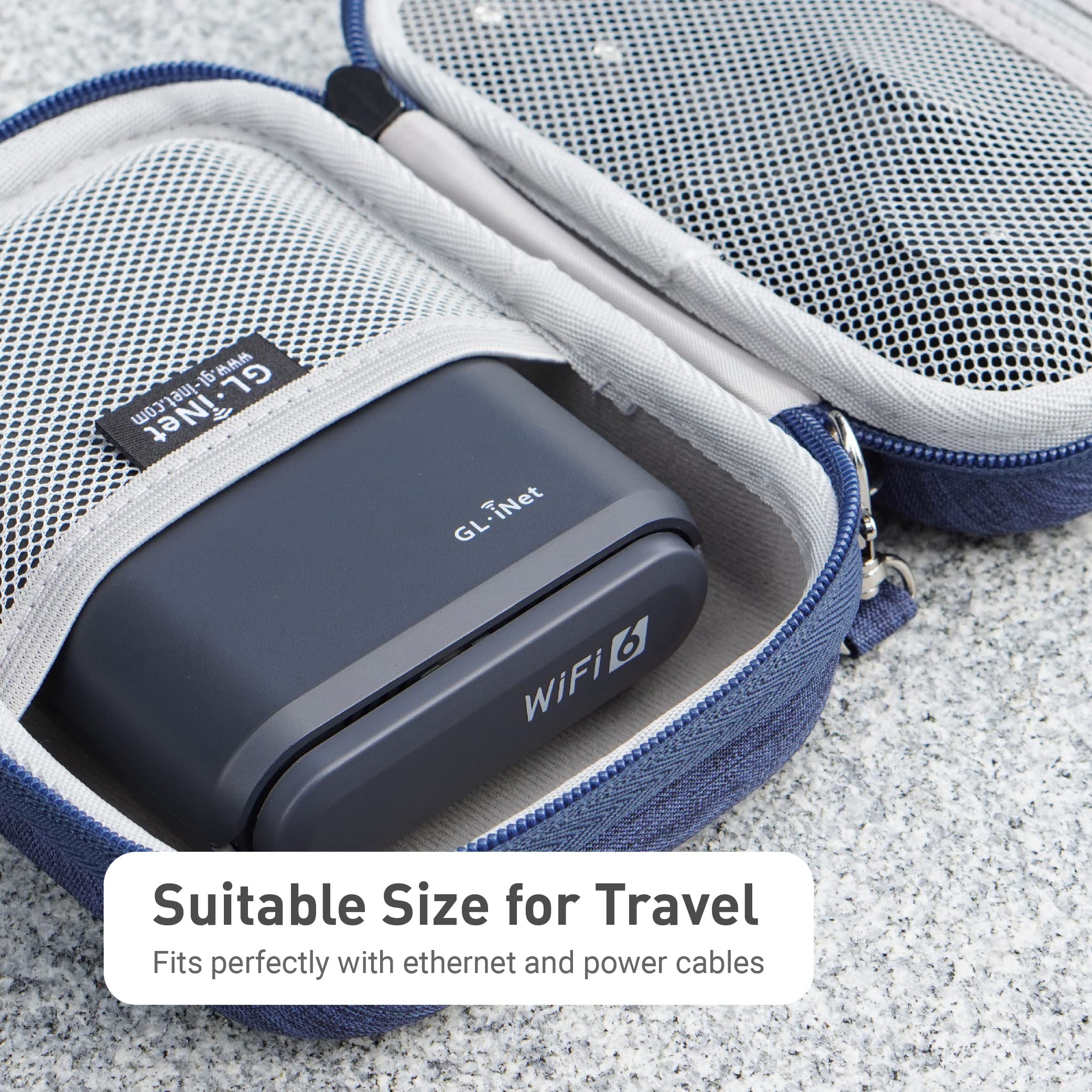 GL.iNet GL-A1300 (Slate Plus) Wireless VPN Encrypted Travel Router & Gadget Organizer Case (Blue) - Image 9